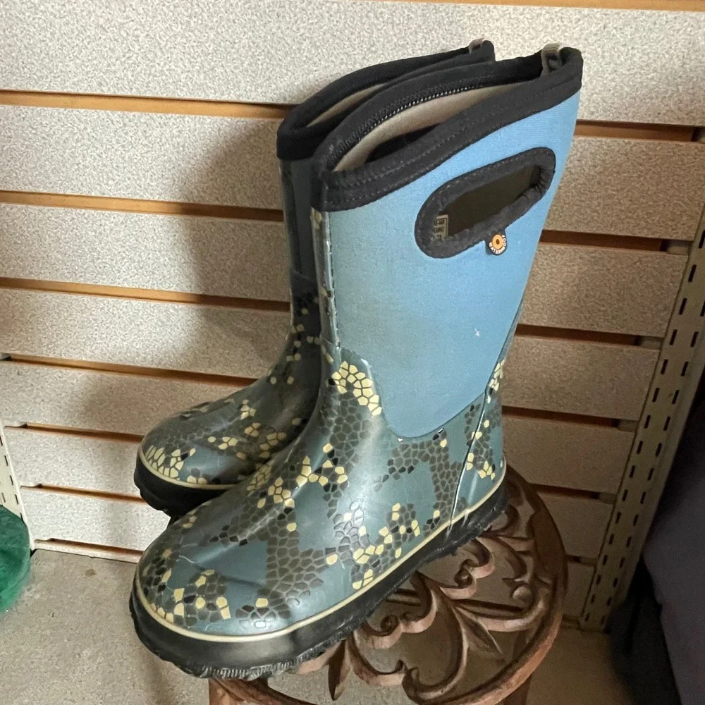 Bogs Kids Classic Axel Waterproof Insulated Winter Rain Boots Blue Teal Size 1